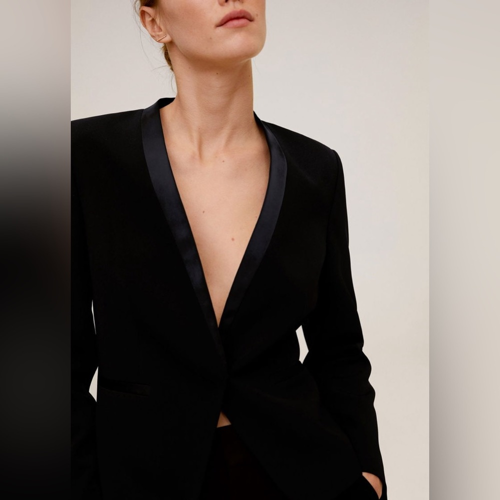 Mango Satin Collar Blazer - NWT